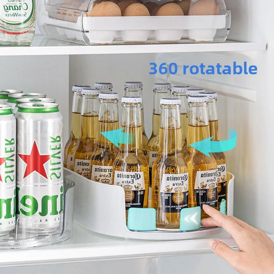 360° Rotating Drink & Beverage Organizer Tray — Fridge, Countertop & Pantry Storage Rack