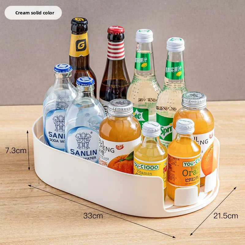 360° Rotating Drink & Beverage Organizer Tray — Fridge, Countertop & Pantry Storage Rack