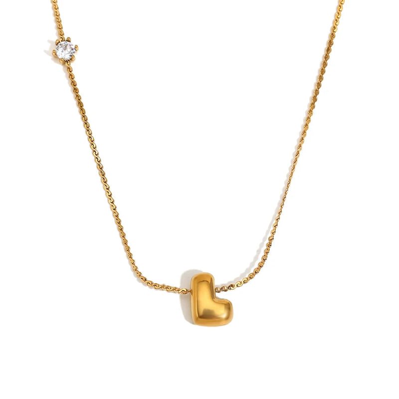 Mini Bubble Up initial With Zircon Necklace