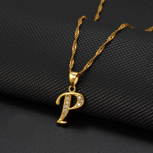 Cubic Zirconia Initial P Necklace
