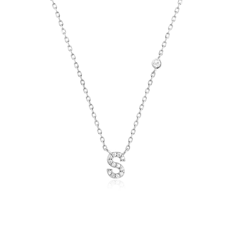 Sterling Silver Gold Letters Pendant Monogram Necklace