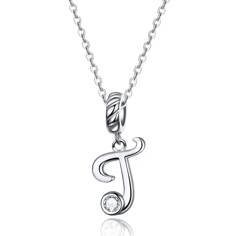 Vintage Initial Letter Charm Necklace