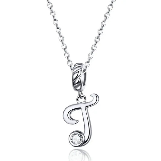 Vintage Initial Letter T Charm Necklace