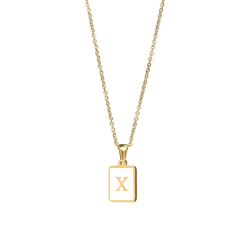 Minimalist Mother of Pearl Initial Necklace