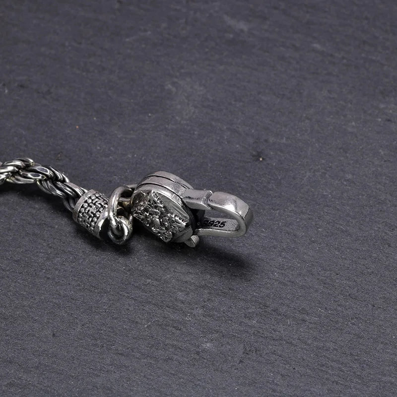 Braided Rope Chain Bracelet Tibetan Buddhism Mantra Six Words And Vajra Engraved Prayer Jewelry