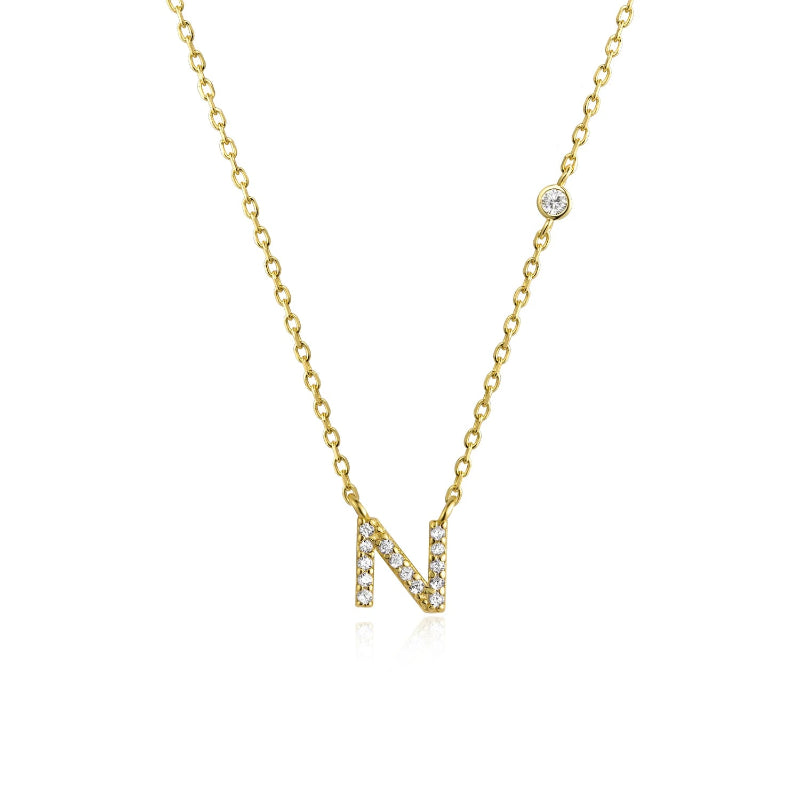 Sterling Silver Gold Letters Pendant Monogram Necklace