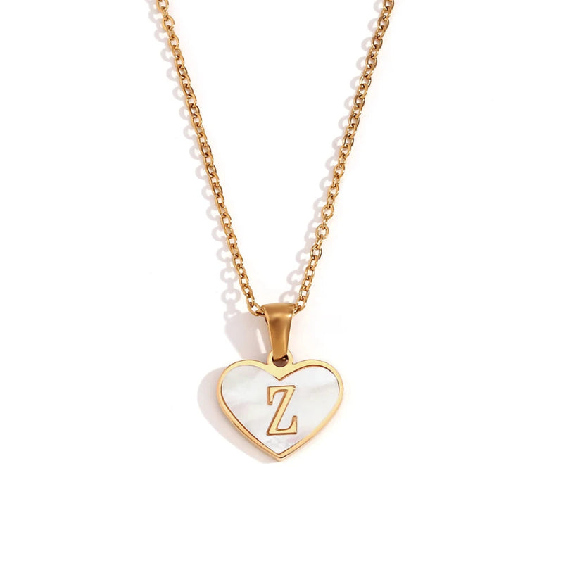 Heart Shell Initial Necklace