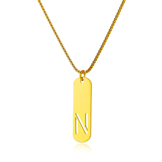 Hollow Initial N Necklace