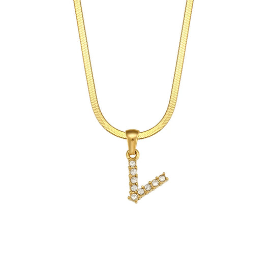Dazzling Initial V Necklace