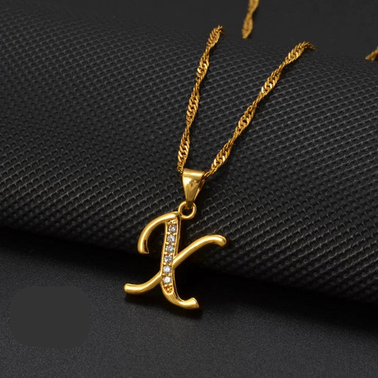 Cubic Zirconia Initial X Necklace