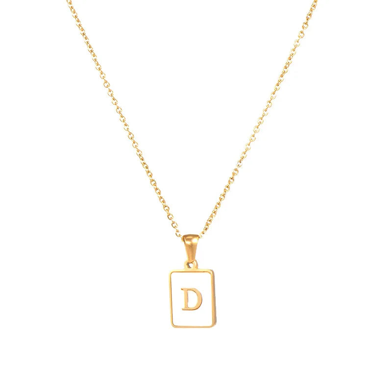Minimalist Mother of Pearl Initial Necklace