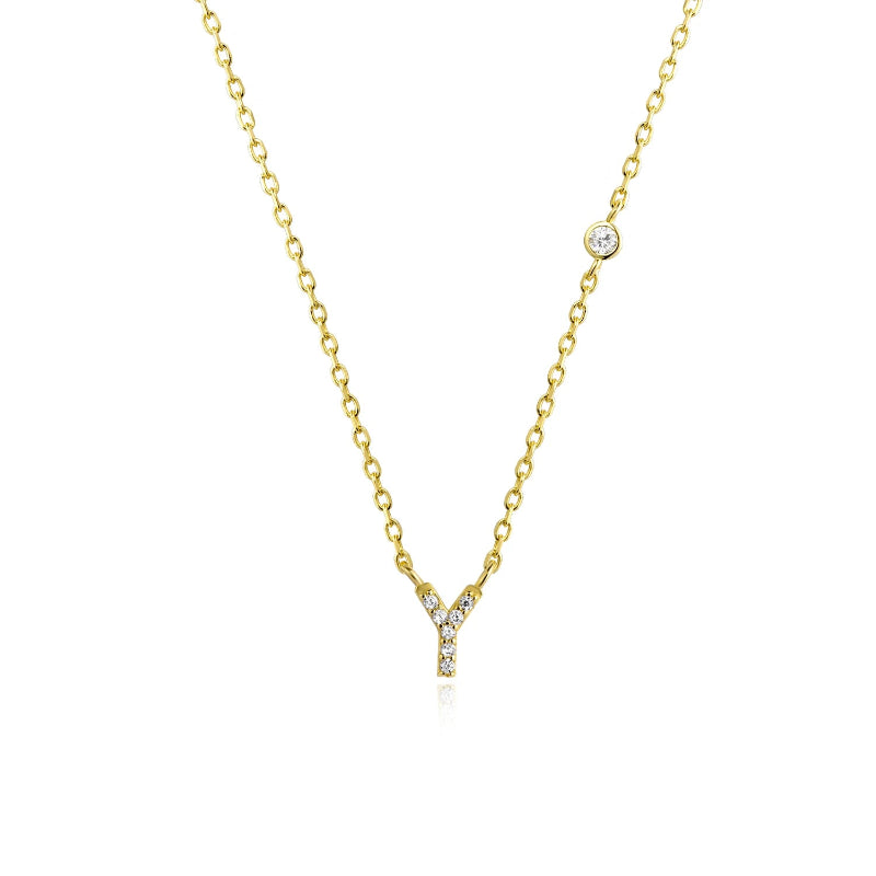 Sterling Silver Gold Letters Pendant Monogram Necklace