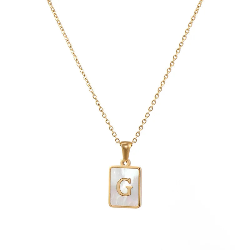 Minimalist Mother of Pearl Initial Necklace