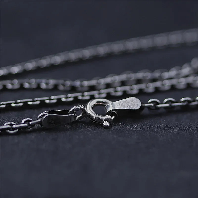 Retro Vintage Thai Sterling Silver Link Chain Necklace For Men and Women