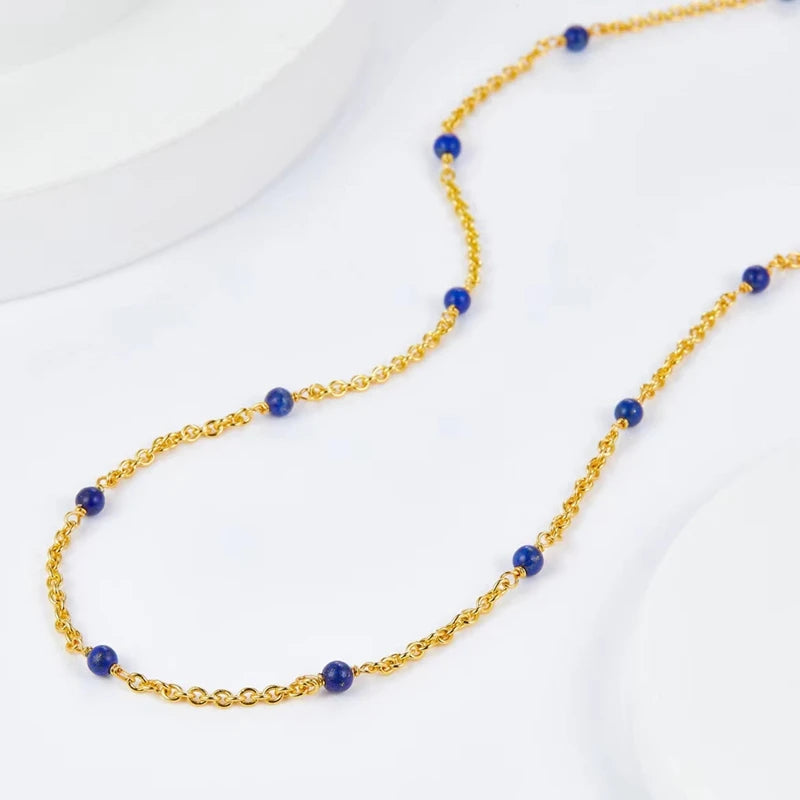 Lapis Lazuli Beaded Station Necklace