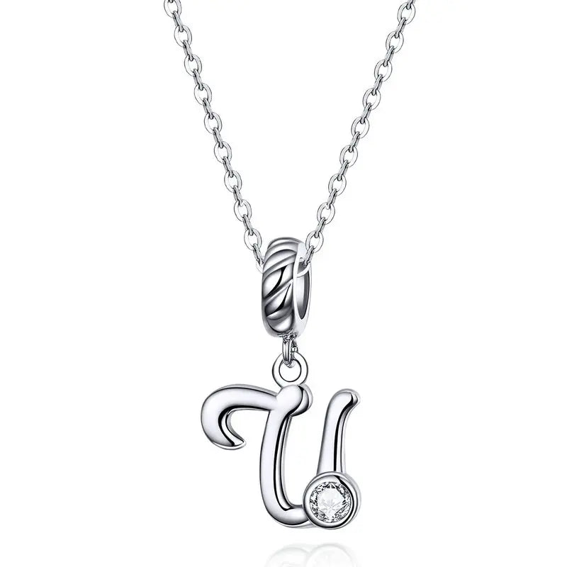 Vintage Initial Letter Charm Necklace