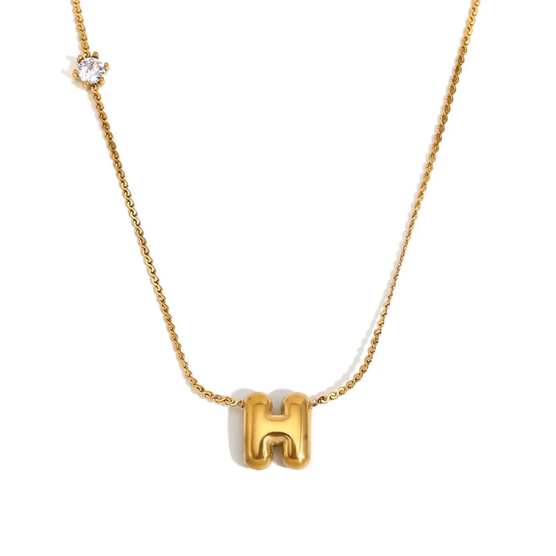 Mini Bubble Up initial With Zircon Necklace