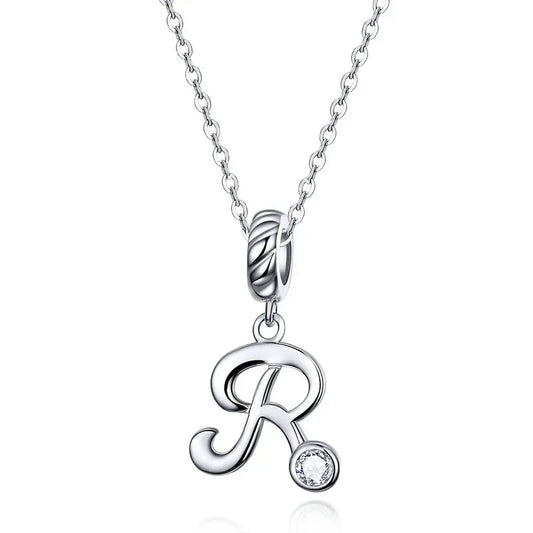 Vintage Initial Letter R Charm Necklace