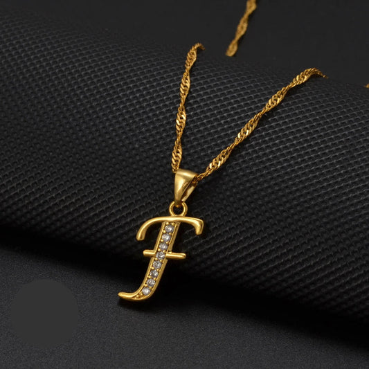 Cubic Zirconia Initial F Necklace