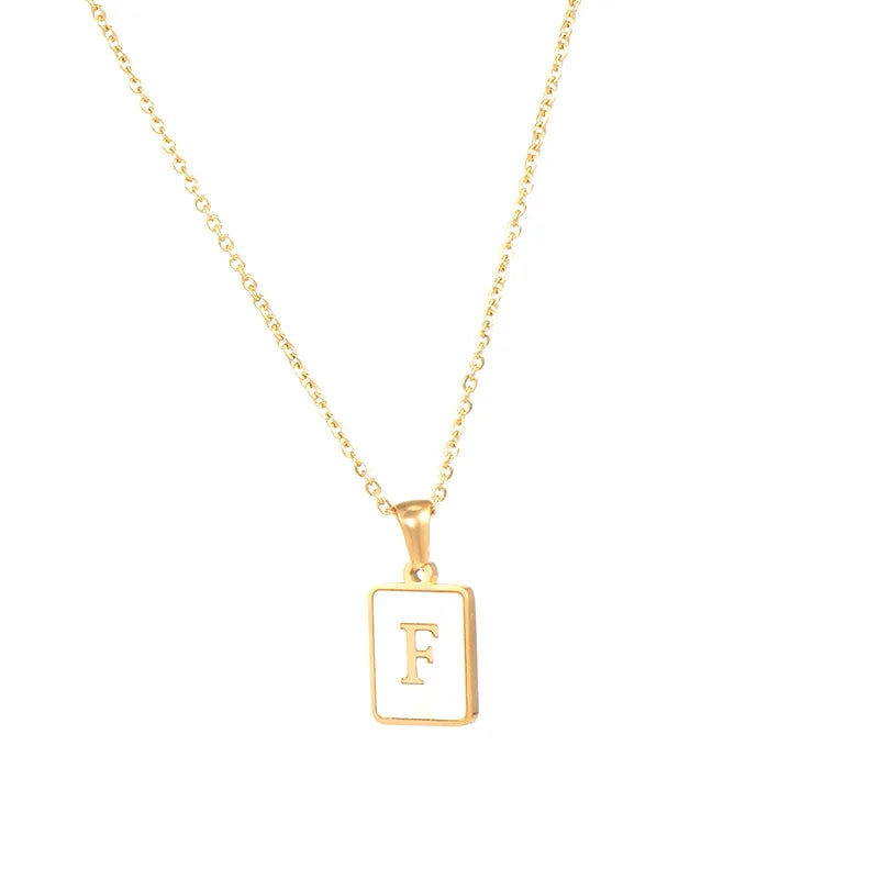 Minimalist Mother of Pearl Initial Necklace
