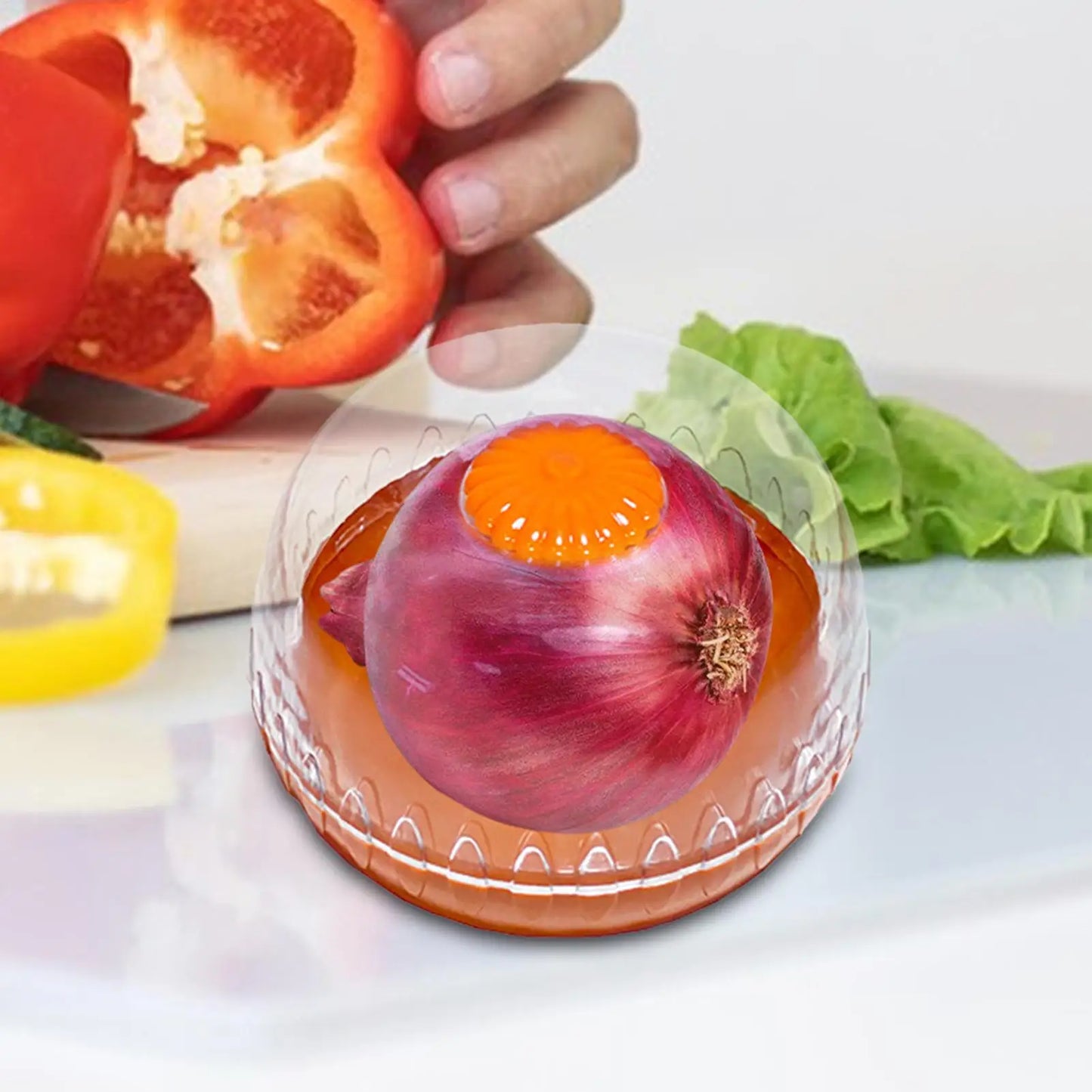 Airtight Fruit & Vegetable Keeper – Dome Storage Container for Avocado, Lemon, Onion & Tomato