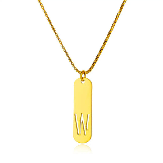 Hollow Initial W Necklace