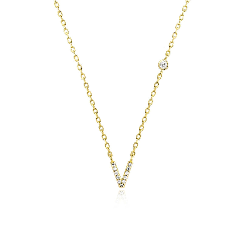 Sterling Silver Gold Letters Pendant Monogram Necklace