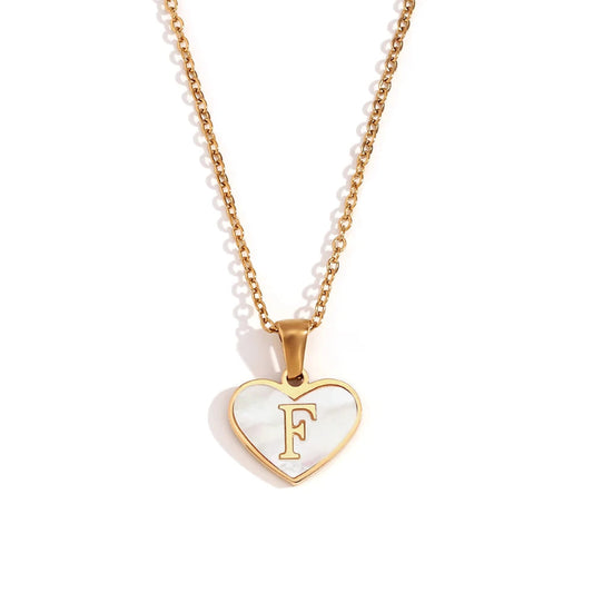 Heart Shell Initial F Necklace
