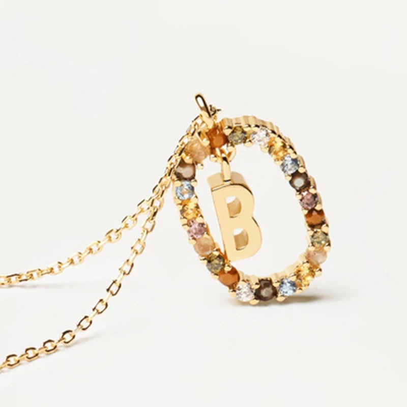 Coloured Zircon Letter Necklace