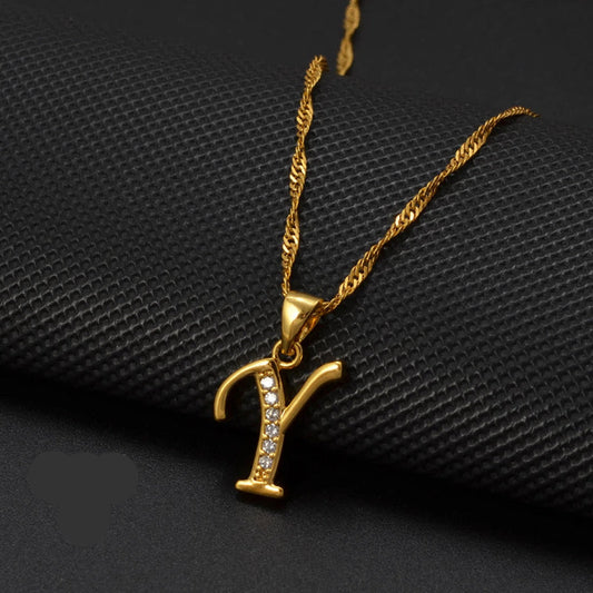 Cubic Zirconia Initial Y Necklace