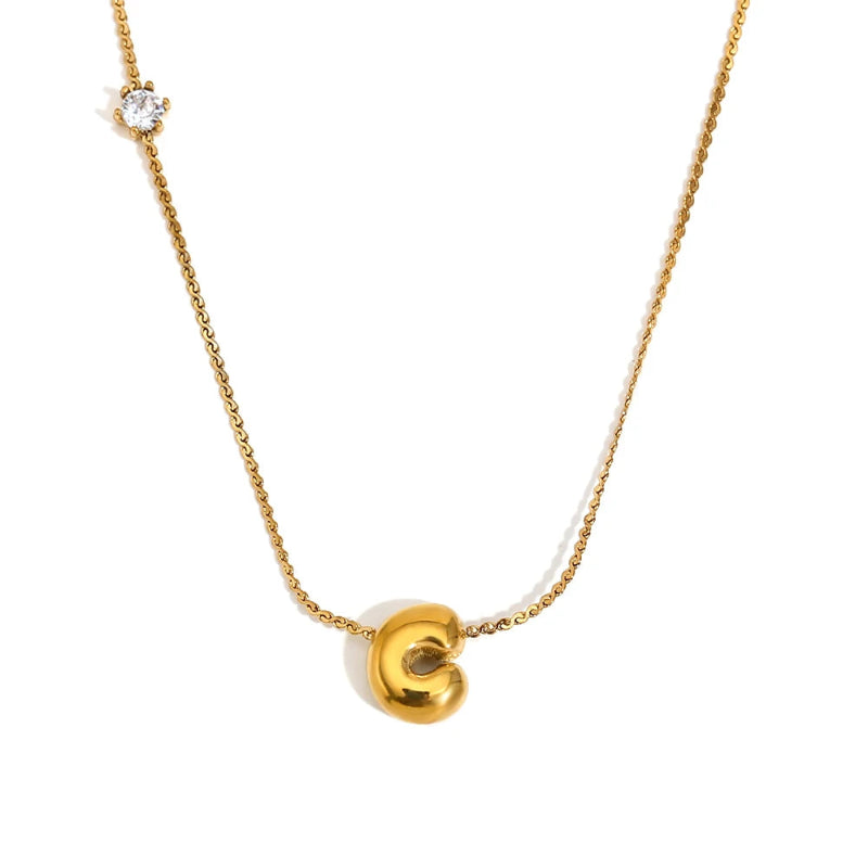 Mini Bubble Up initial With Zircon Necklace