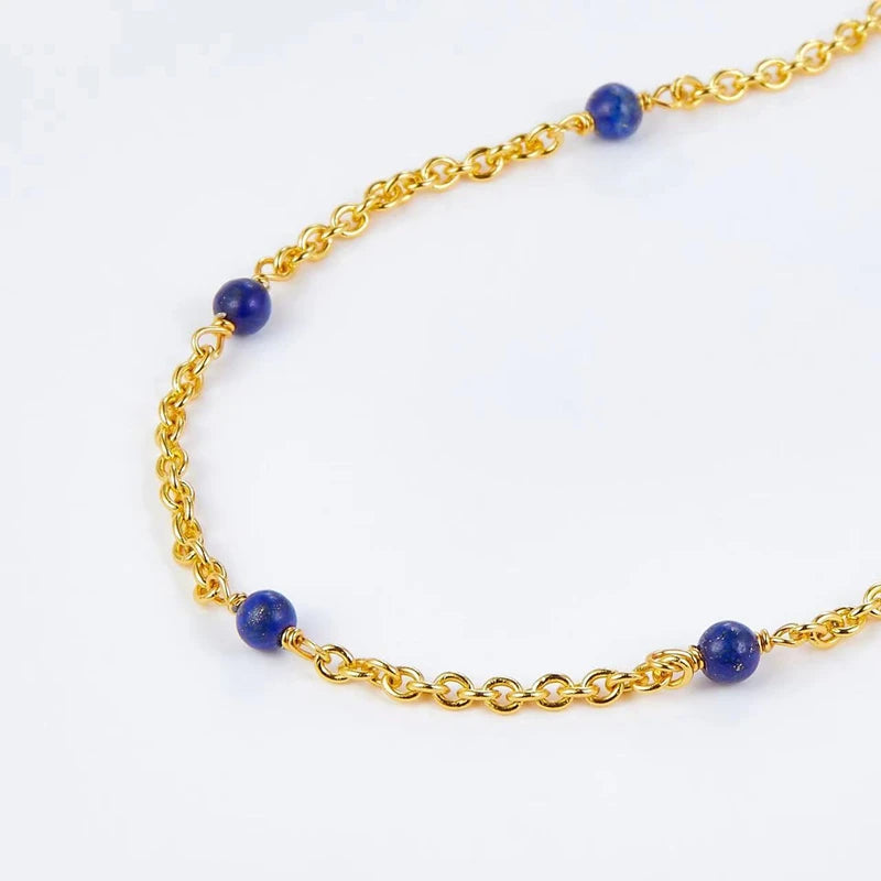 Lapis Lazuli Beaded Station Necklace
