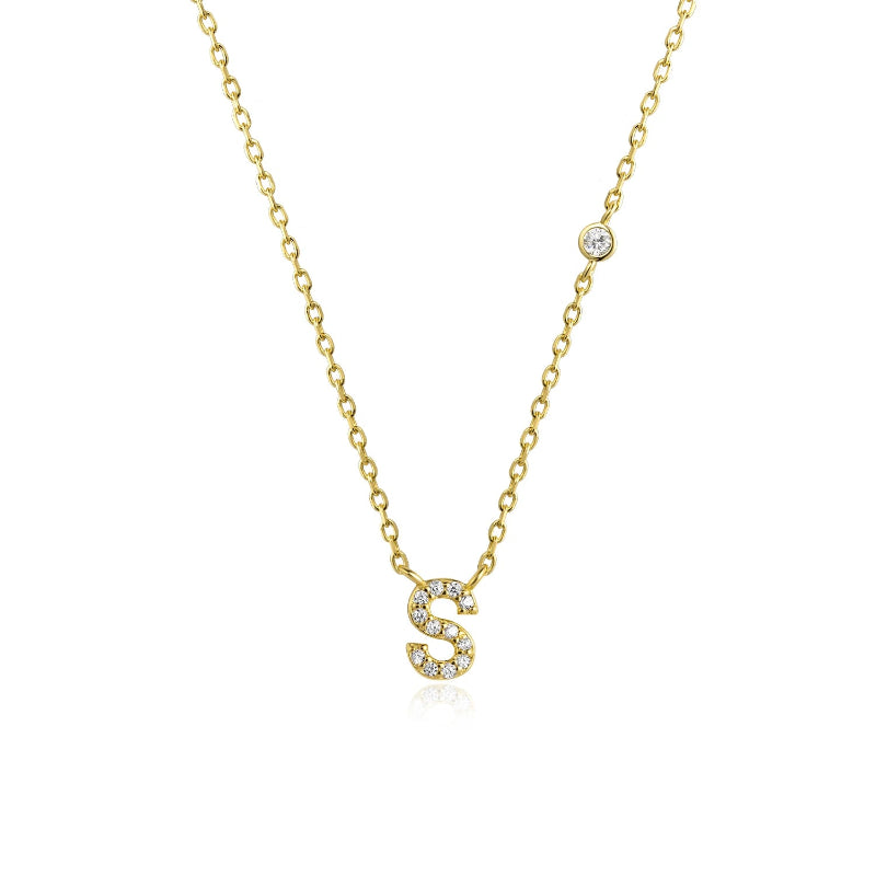 Sterling Silver Gold Letters Pendant Monogram Necklace