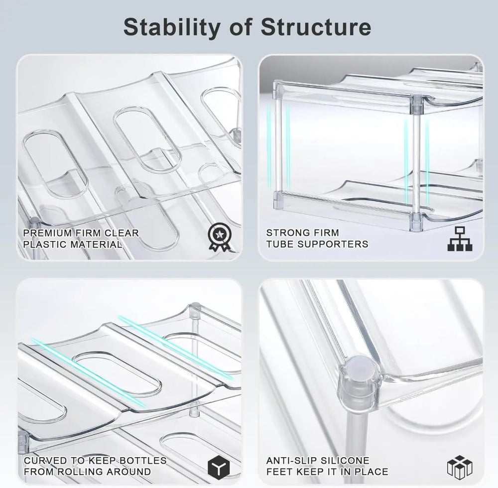 Stackable Water Bottle & Tumbler Organizer Rack — Clear, Modular, Holds Up to 40oz