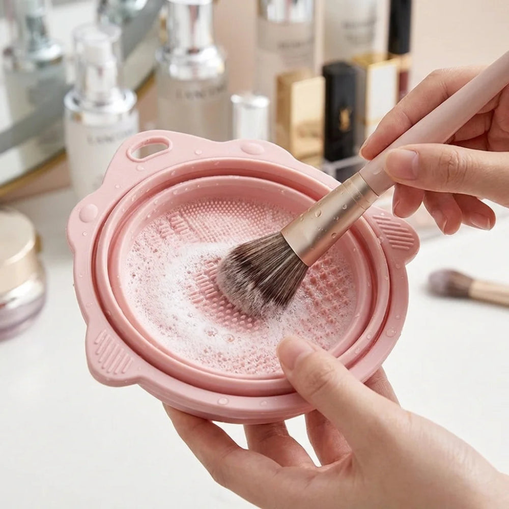 Professional Makeup Brush Cleaner Bowl Set – Gentle Bristle Care for Wet & Dry Cleaning