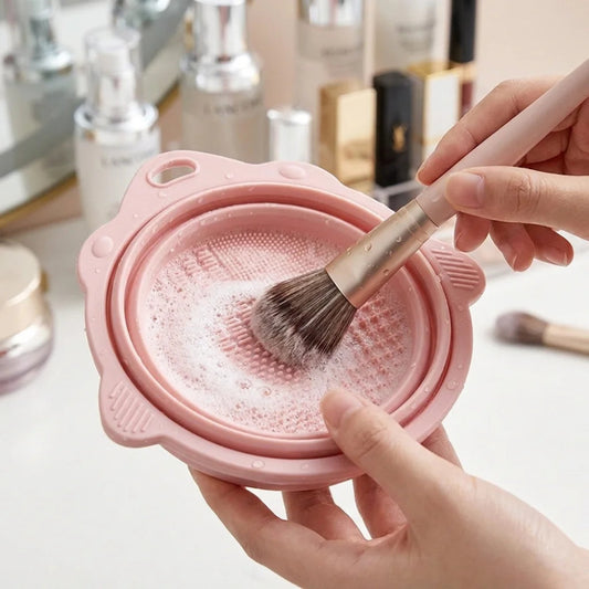 Professional Makeup Brush Cleaner Bowl Set – Gentle Bristle Care for Wet & Dry Cleaning