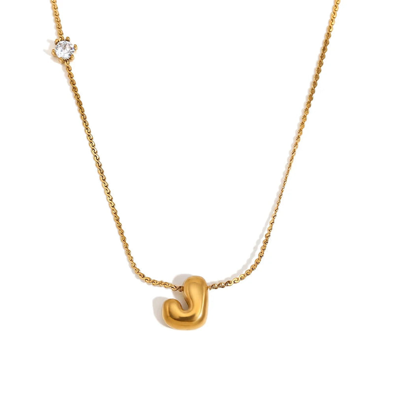 Mini Bubble Up initial With Zircon Necklace
