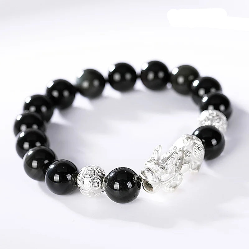 Black Obsidian Stone Bracelet For Men