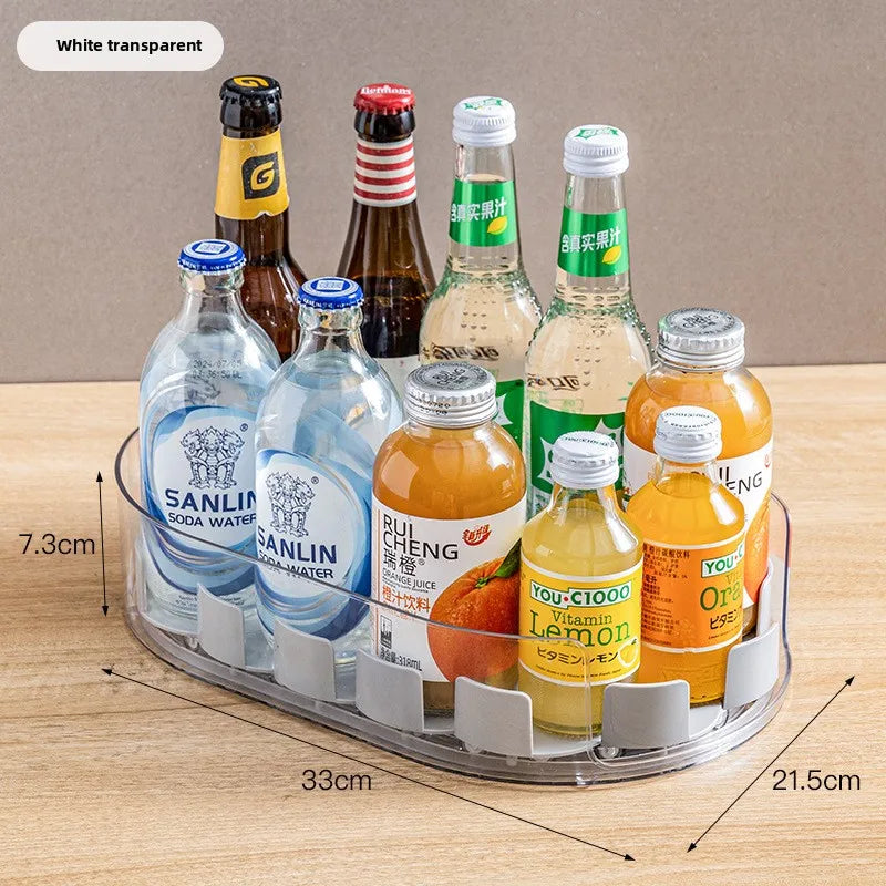 360° Rotating Drink & Beverage Organizer Tray — Fridge, Countertop & Pantry Storage Rack