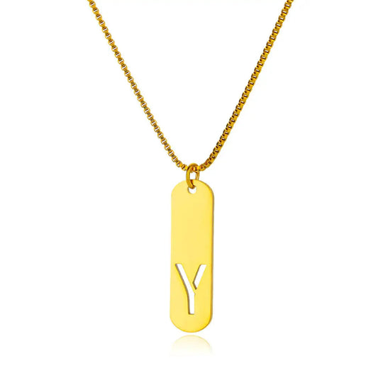 Hollow Initial Y Necklace