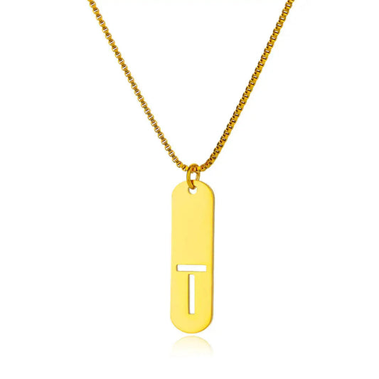Hollow Initial T Necklace