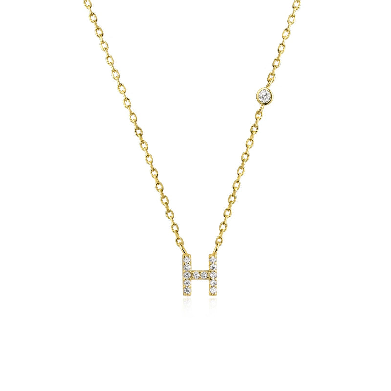 Sterling Silver Gold Letters Pendant Monogram Necklace