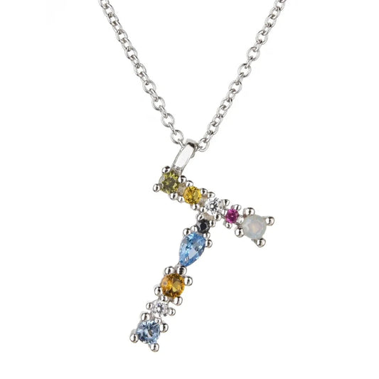 Colorful Initial T Necklace