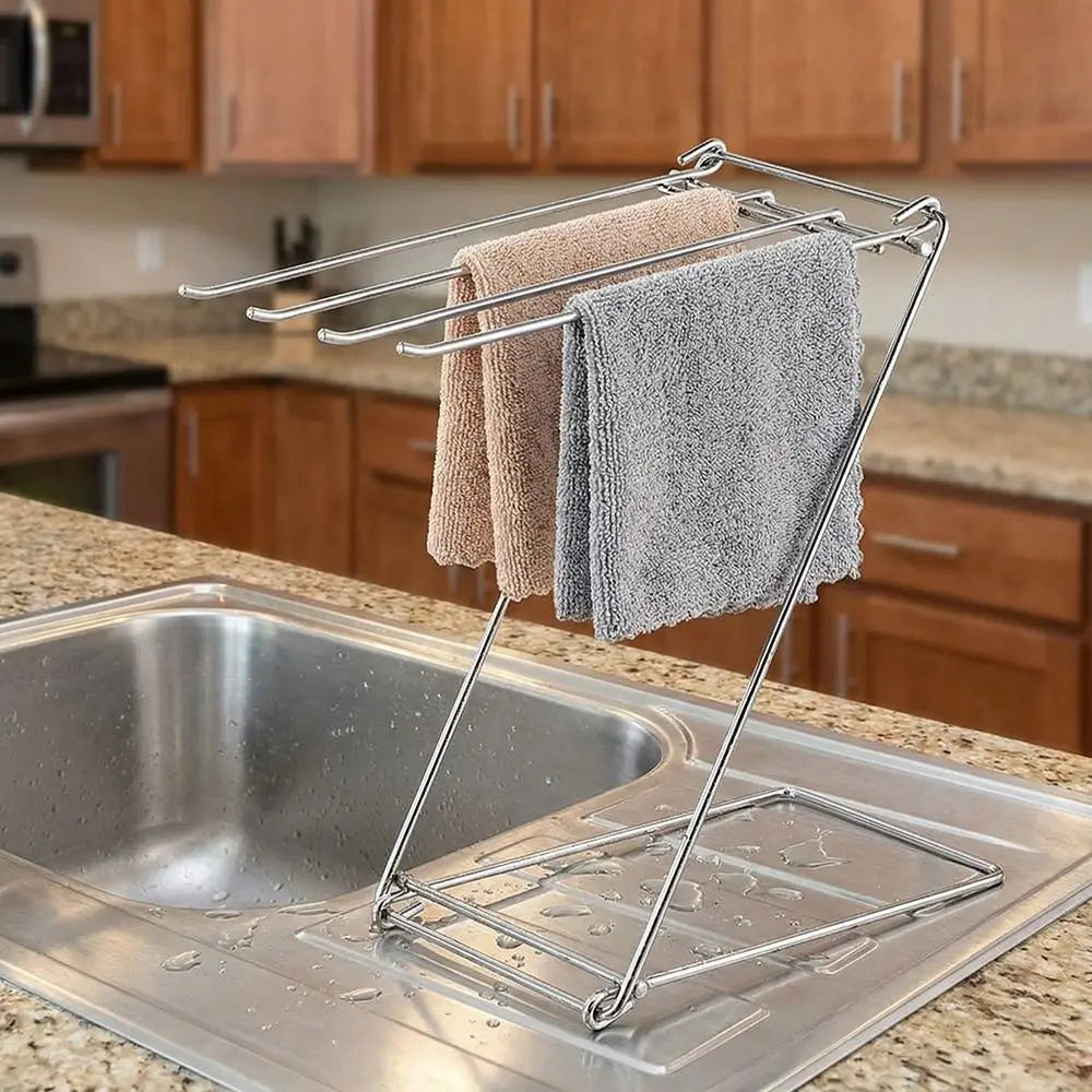 Freestanding Stainless Steel Hand Towel & Dishcloth Drying Rack