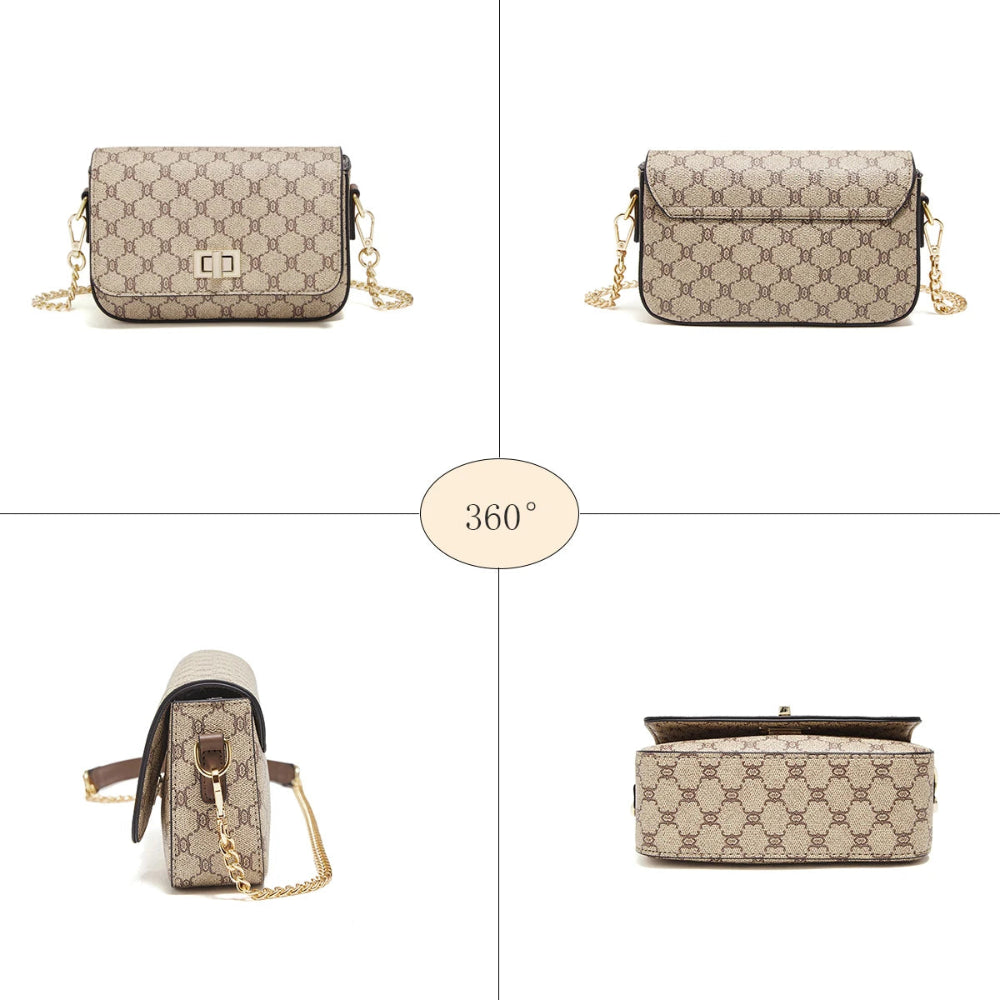 Shoulder & Crossbody Bag With Gold Chain Strap For Women