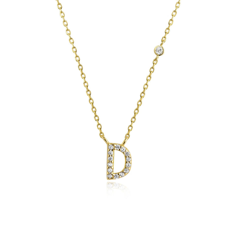 Sterling Silver Gold Letters Pendant Monogram Necklace