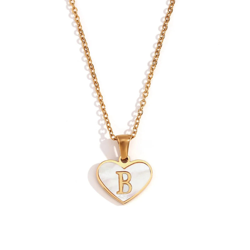 Heart Shell Initial Necklace