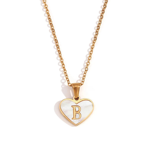 Heart Shell Initial B Necklace