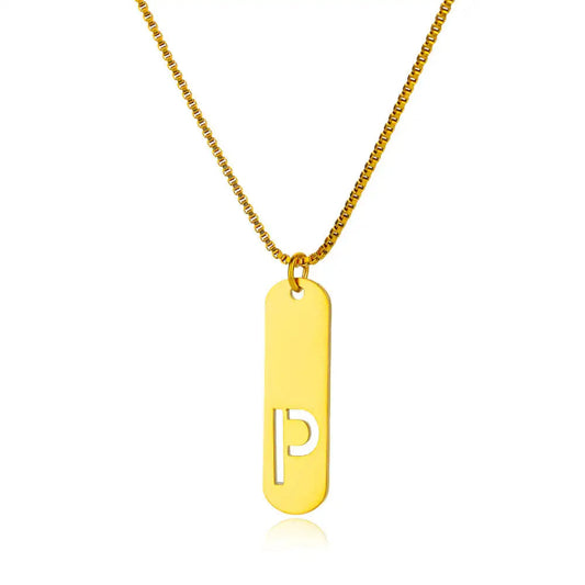 Hollow Initial P Necklace