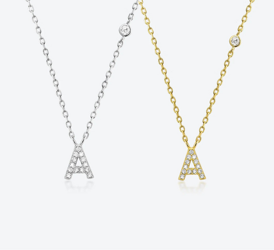 Sterling Silver Gold Letters Pendant Monogram Necklace
